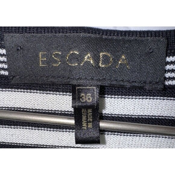 ESCADA Vintage 90's Striped Rayon Knit Striped Cardigan Size 36/Small Black Blue - Picture 3 of 9